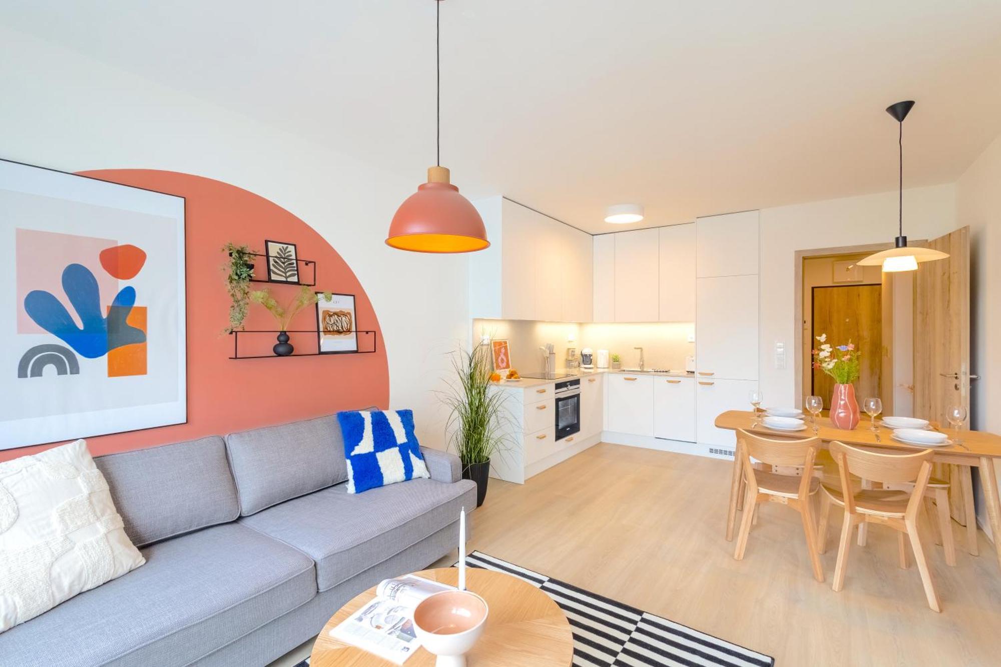 Design Apartment - Balcony, Free Parking, Yoga, 10 Mins To Center, By Gravity Prag Dış mekan fotoğraf